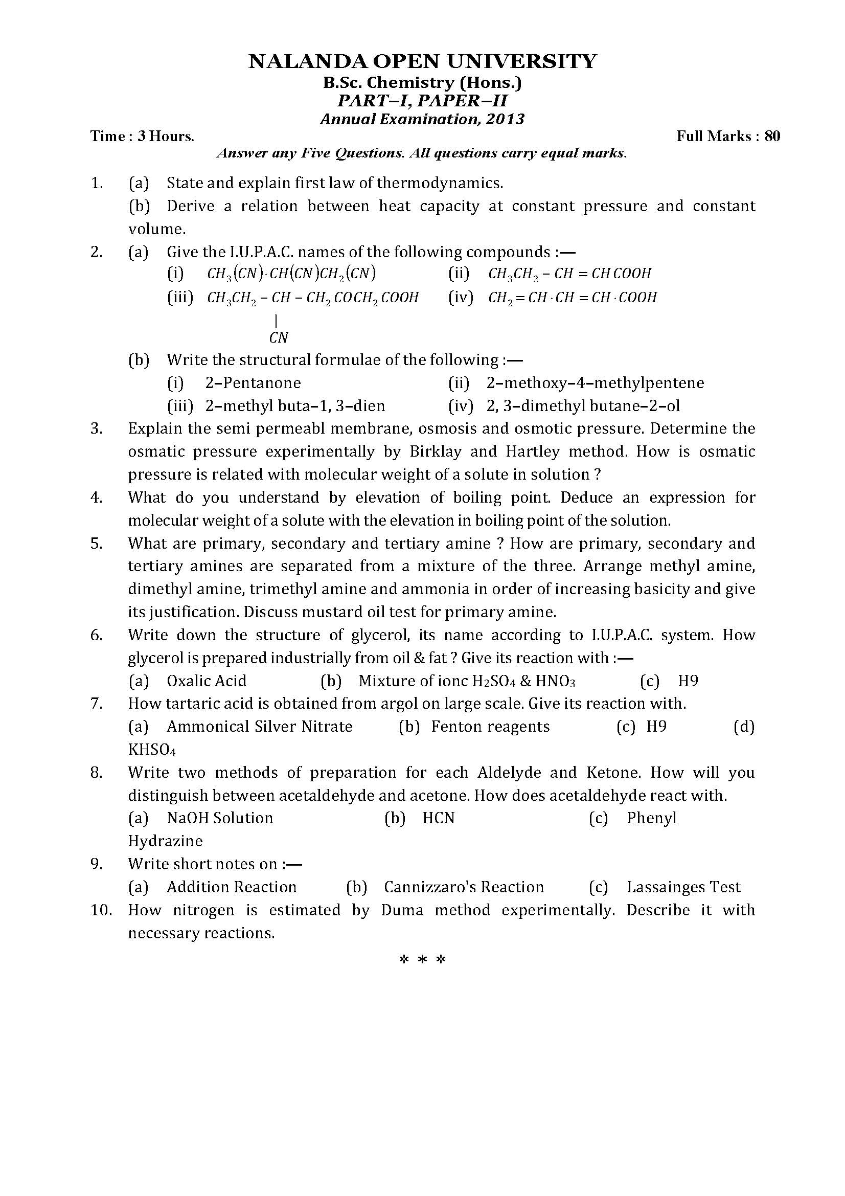 nalanda-open-university-b-sc-chemistry-hons-part-i-paper-ii-2015