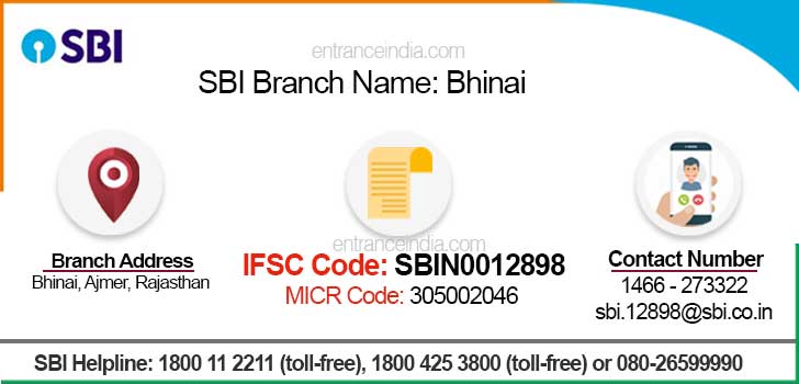 SBI Bhinai Branch IFSC Code SBIN0012898