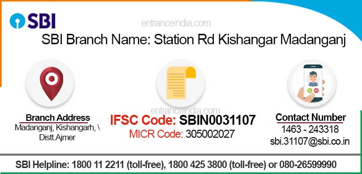 SBI Station Rd Kishangar Madanganj Branch IFSC Code SBIN0031107