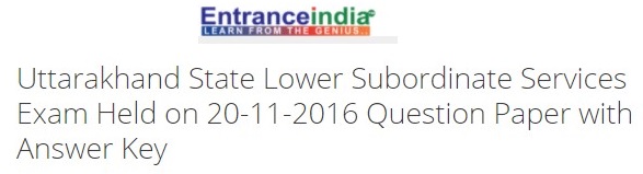 Uttarakhand State Lower Subordinate Services